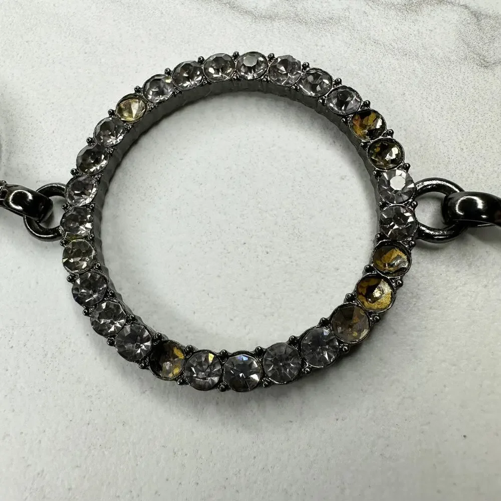 Rhinestone Black Gunmetal Chain Link Belt One Size (OS) ✨